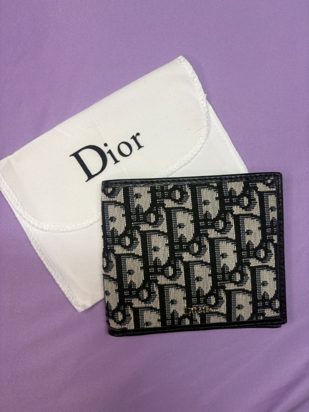 Dior Men's Black & Cream Signature Bifold Wallet